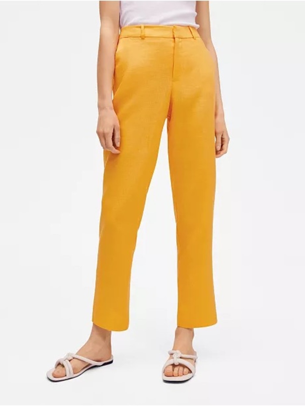 Mango High-Rise Linen Pants